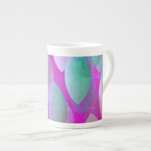 Modern Abstract Pattern   Magenta Purple Pink Teal Bone China Mug