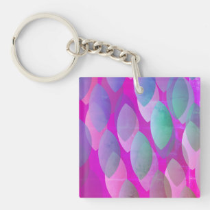 Modern Abstract Pattern   Magenta Purple Pink Teal Keychain