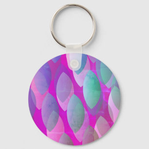 Modern Abstract Pattern   Magenta Purple Pink Teal Keychain