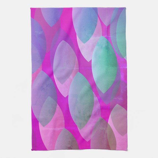 Modern Abstract Pattern | Magenta Purple Pink Teal Kitchen Towel (Vertical)