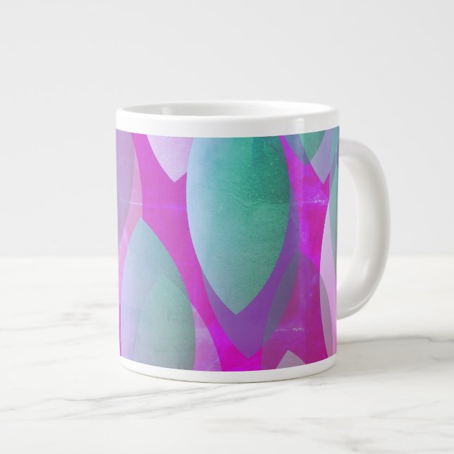 Modern Abstract Pattern | Magenta Purple Pink Teal Large Coffee Mug (Front Right)
