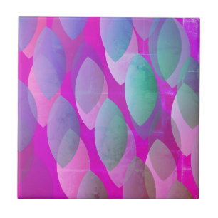 Modern Abstract Pattern   Magenta Purple Pink Teal Tile