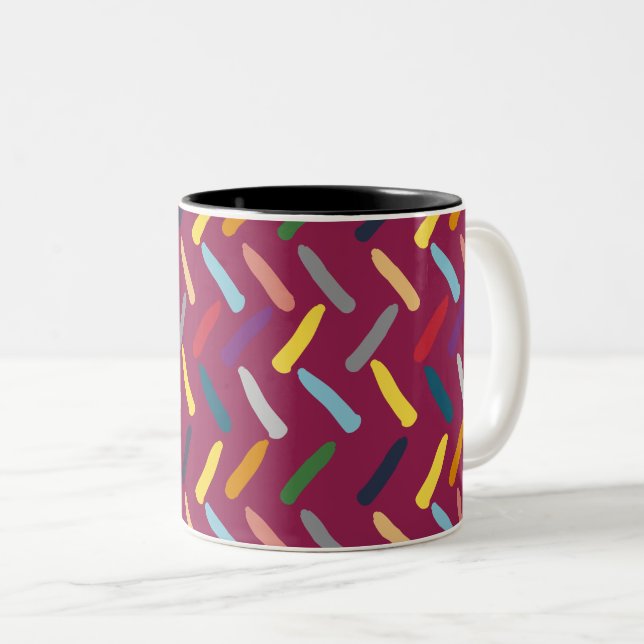 Modern Abstract Pattern Two-Tone Coffee Mug (Front Right)