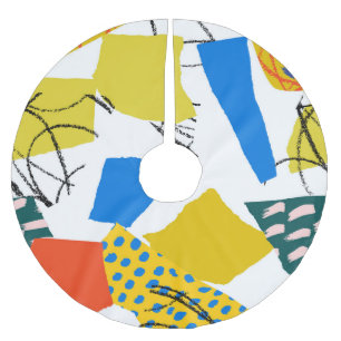 Modern Abstract Pattern with Shapes. Brushed Polyester Tree Skirt