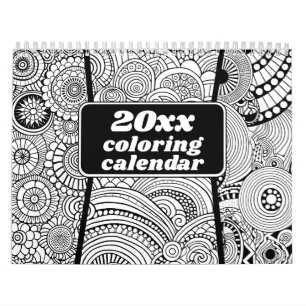 Modern Abstract Patterns Colouring - Black White Calendar