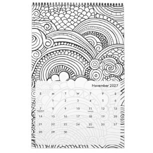 Modern Abstract Patterns Colouring Calendar