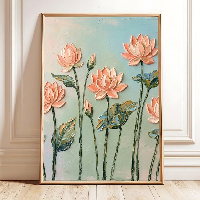 Modern Abstract Peach Lotus Wall Art - Minimalist  (Creator Uploaded)