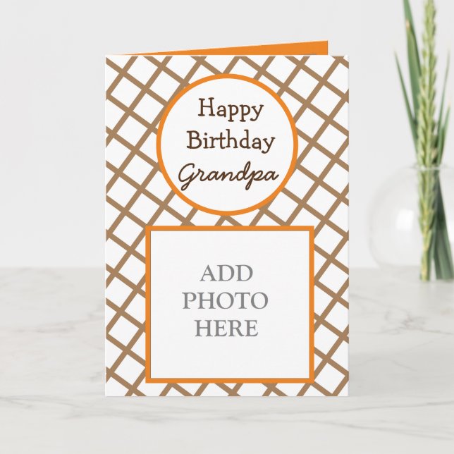 Modern Abstract Photo Card Happy Birthday Grandpa (Front)