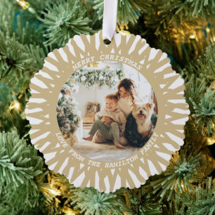 Modern Abstract Photo Text Personalized Christmas Ornament Card