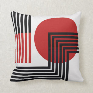Modern abstract pillow black, red, white