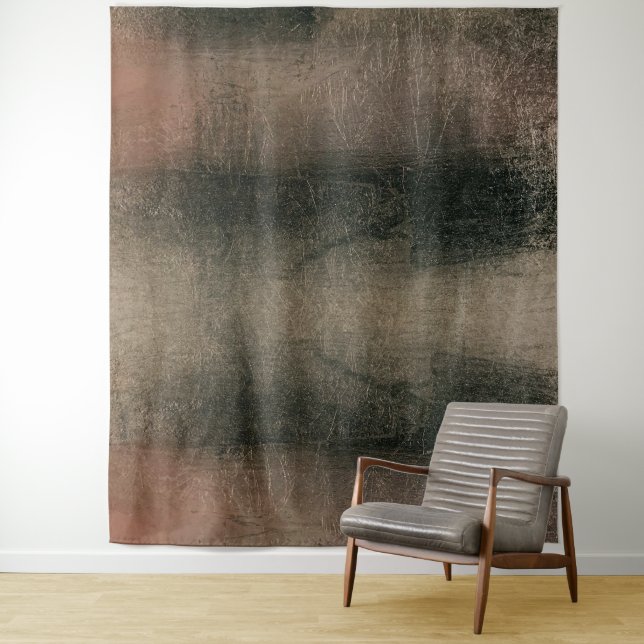 Modern Abstract Pink Black Gold Grunge Tapestry (In Situ)