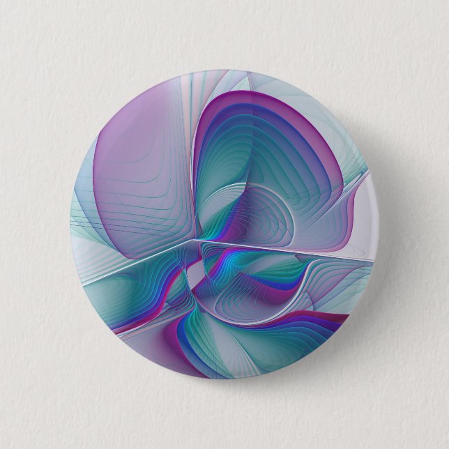 Modern Abstract Pink Blue Turquoise Fractal Art 2 Inch Round Button (Front)