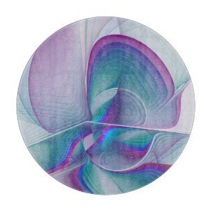 Modern Abstract Pink Blue Turquoise Fractal Art Cutting Board