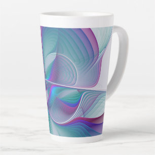 Modern Abstract Pink Blue Turquoise Fractal Art Latte Mug