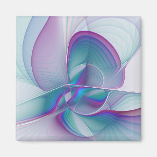 Modern Abstract Pink Blue Turquoise Fractal Art Magnet