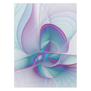 Modern Abstract Pink Blue Turquoise Fractal Art Tablecloth
