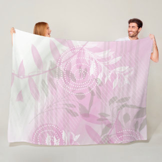 Modern Abstract Pink Botanical Leaf Fleece Blanket