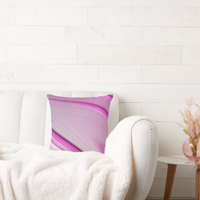 Modern Abstract Pink Fractal Throw Pillow (Couch)