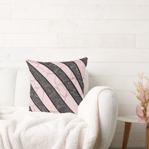 Modern Abstract Pink Marble Stripes Blush Pink Throw Pillow