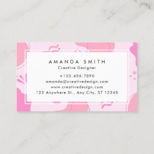 Modern Abstract Pink Minimalist Personalize Business Card