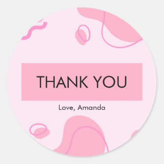 Modern Abstract Pink Minimalist Personalize Classic Round Sticker