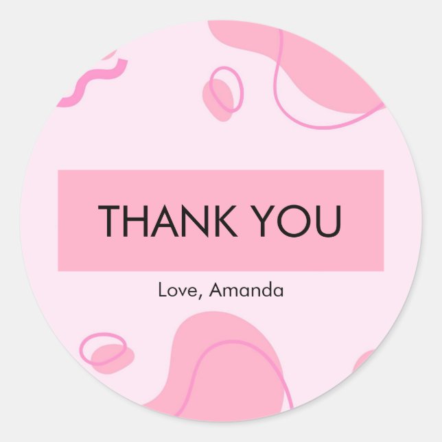 Modern Abstract Pink Minimalist Personalize Classic Round Sticker (Front)