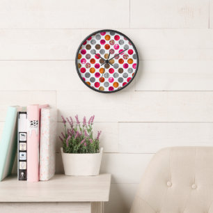 Modern Abstract Pink Orange Geo Spheres Clock