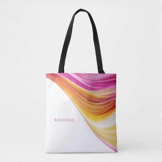 Modern Abstract-Pink Orange Yellow-Personalized- Tote Bag (Front)
