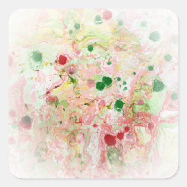 Modern Abstract Pink Red Yellow Green Template Square Sticker (Front)