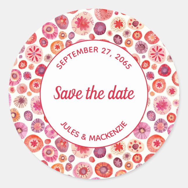 Modern Abstract Pink Watercolor Circles Classic Round Sticker (Front)