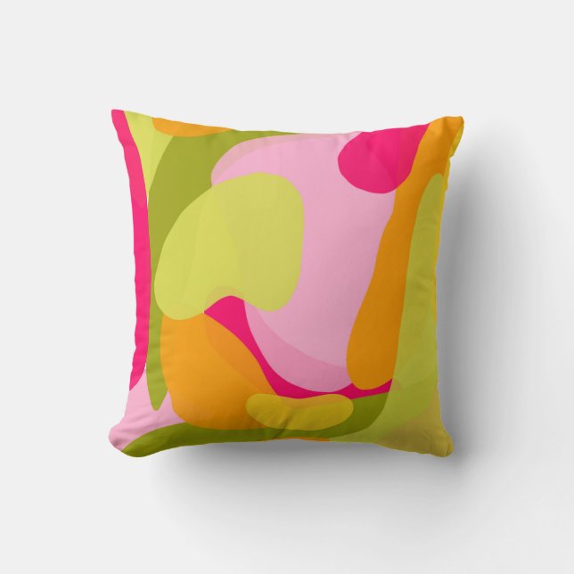 Modern Abstract pink, yellow vibrant design Throw Pillow (Front)
