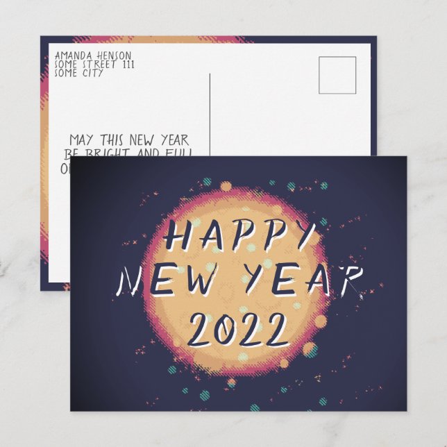 Modern Abstract Planet Happy New Year 2023  Postcard (Front/Back)
