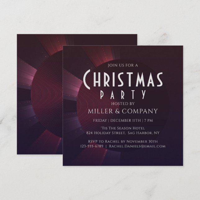 Modern Abstract Plum Corporate Christmas Party Invitation (Front/Back)