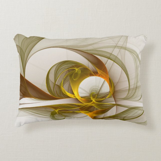 Modern Abstract Precious Metal Colours Fractal Accent Pillow (Front)