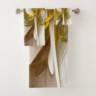 Modern Abstract Precious Metal Colours Fractal Bath Towel Set