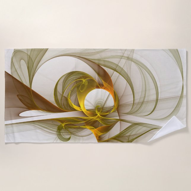 Modern Abstract Precious Metal Colours Fractal Beach Towel (Front)