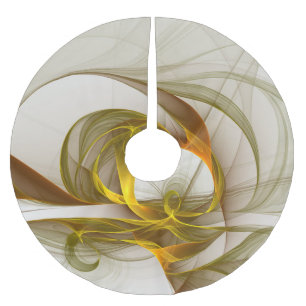 Modern Abstract Precious Metal Colours Fractal Brushed Polyester Tree Skirt