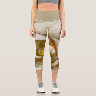 Modern Abstract Precious Metal Colours Fractal Capri Leggings