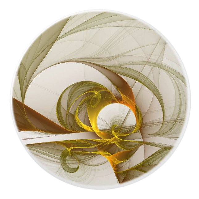 Modern Abstract Precious Metal Colours Fractal Ceramic Knob (Front)