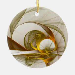 Modern Abstract Precious Metal Colours Fractal Ceramic Ornament