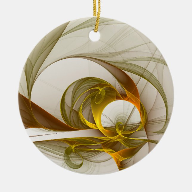 Modern Abstract Precious Metal Colours Fractal Ceramic Ornament (Front)