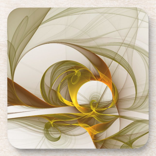 Modern Abstract Precious Metal Colours Fractal Coaster (Front)