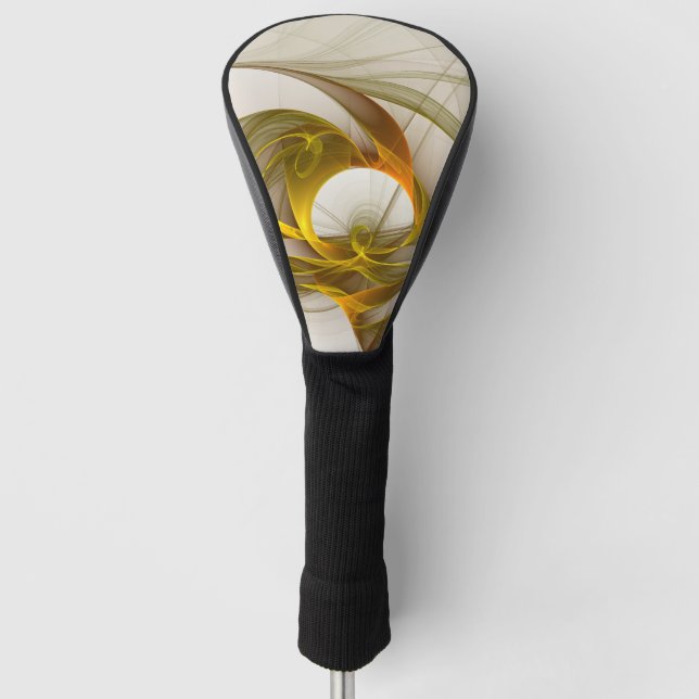 Modern Abstract Precious Metal Colours Fractal Golf Head Cover (Front)