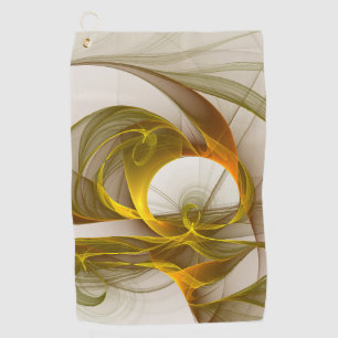 Modern Abstract Precious Metal Colours Fractal Golf Towel