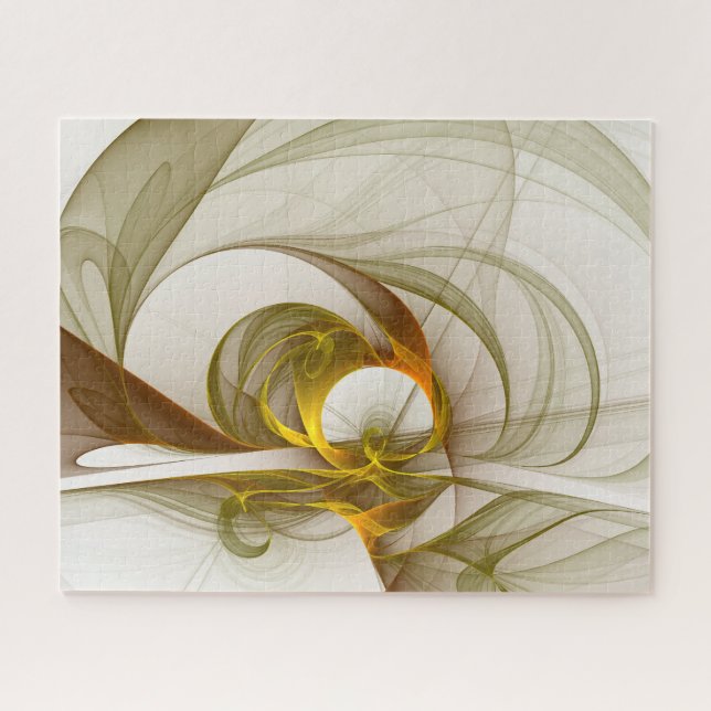 Modern Abstract Precious Metal Colours Fractal Jigsaw Puzzle (Horizontal)