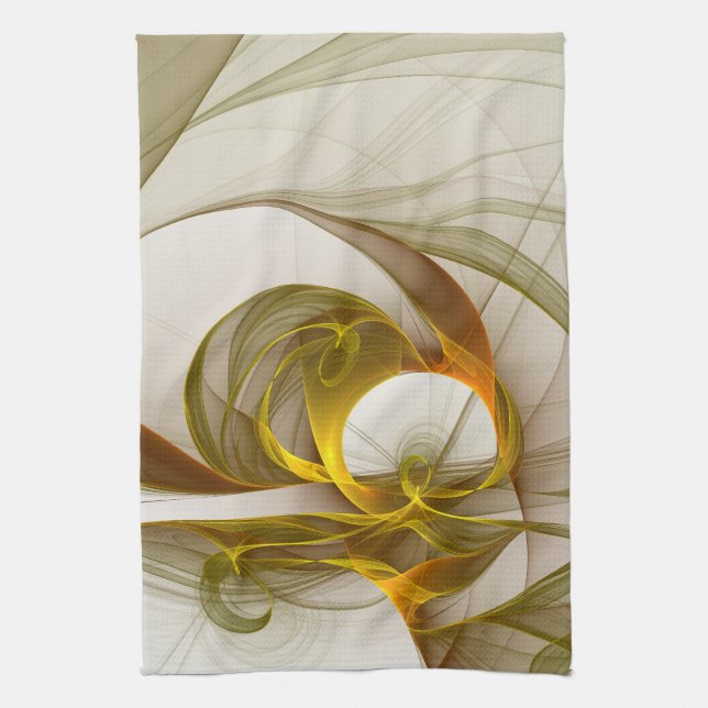 Modern Abstract Precious Metal Colours Fractal Kitchen Towel (Vertical)