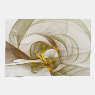 Modern Abstract Precious Metal Colours Fractal Kitchen Towel