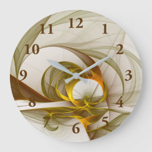 Modern Abstract Precious Metal Colours Fractal Large Clock