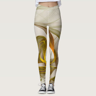 Modern Abstract Precious Metal Colours Fractal Leggings