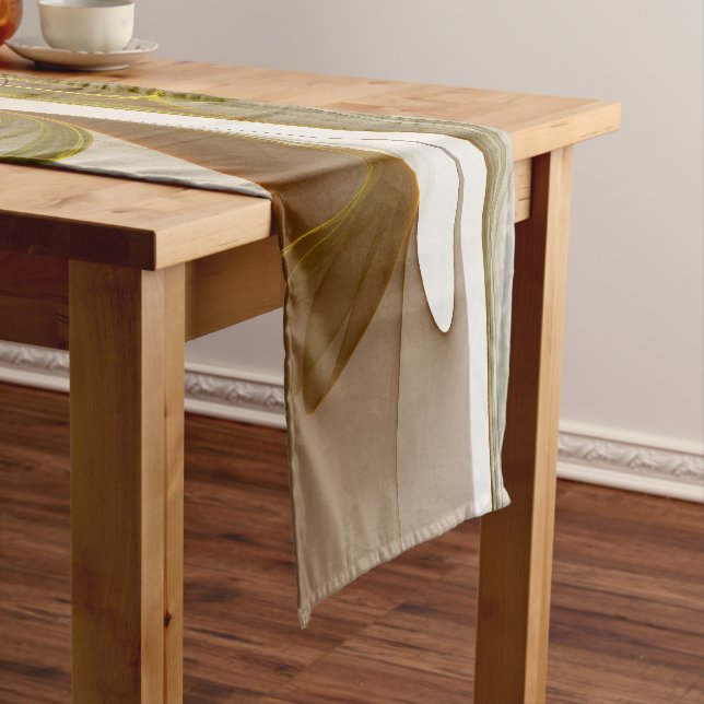 Modern Abstract Precious Metal Colours Fractal Medium Table Runner (In Situ)